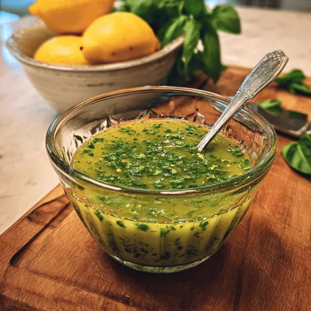 Fresh tomato basil dip in a small glass jar on a sunny windowsill.