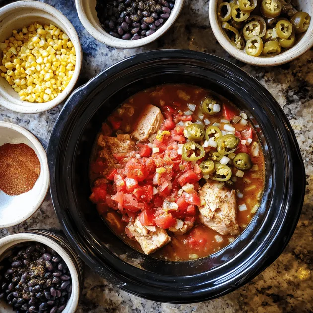 sautéing onions, jalapeño, and tomato paste in a pot for creamy chicken tortilla soup
